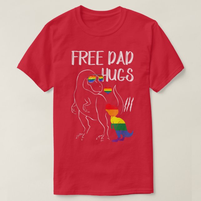 Camiseta Pai Gratuito Abraça Pai LGBT Dinossauro Re-Present (Frente do Design)