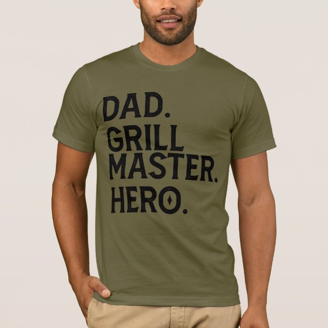 Camiseta Pai Grill Master Hero - Engraçado Pai Griling (Frente)