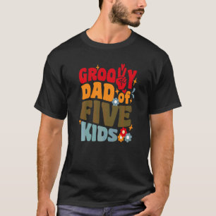 Camiseta Pai Groovy De Cinco Filhos Retro Ondulado 70s Vint