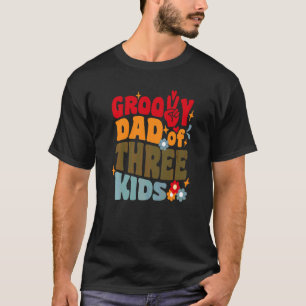 Camiseta Pai Groovy De Três Filhos Retro Ondulado Anos 70 V