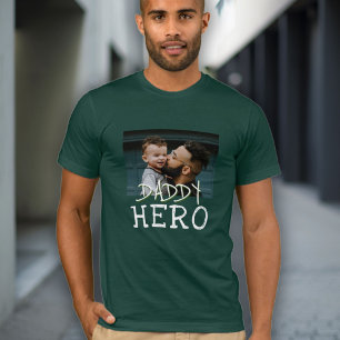 Camiseta Pai Hero White Typografia Pai Foto Verde