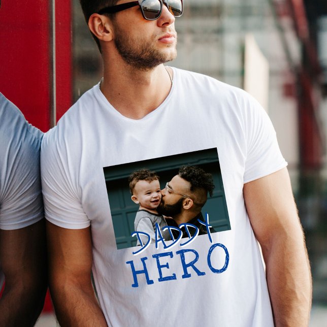 Camiseta Pai Herói e Foto Personalizada para Crianças (Criador carregado)
