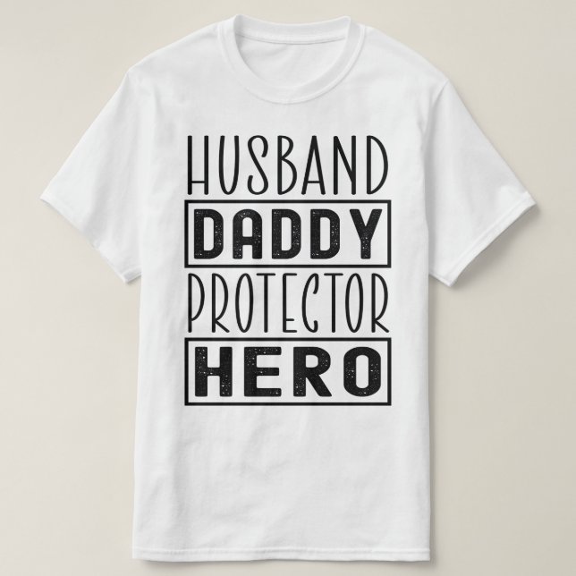 Camiseta Pai Herói Pai Protetor Hero Veterano Funny (Frente do Design)