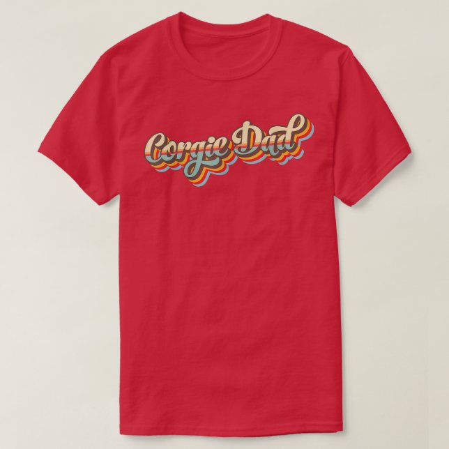 Camiseta Pai Hippie Corgi 70s Pembroke Welsh Estilo Retroat (Frente do Design)