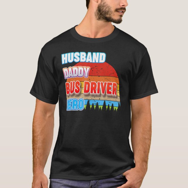 Camiseta Pai Husband Driver Hero Pai Avô Vintage (Frente)