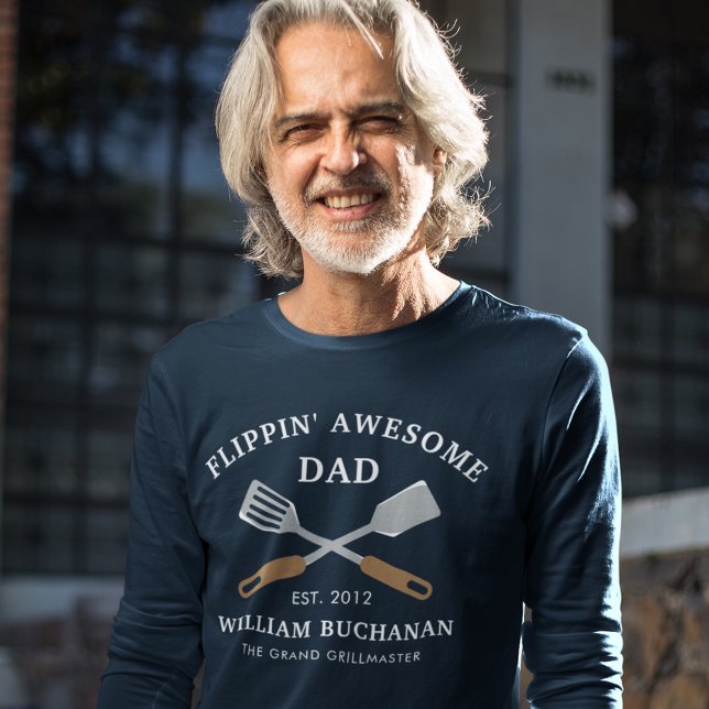 Camiseta Pai Incrível de Flippin Personalizado (Flippin Awesome Dad BBQ Father Personalized T-Shirt)