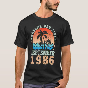 Camiseta Pai Incrível Desde setembro de 1986 Feliz Aniversá