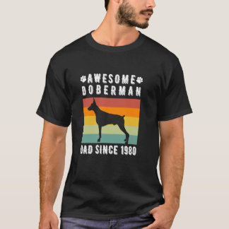 Camiseta Pai Incrível do Doberman Desde 1980 Retro Dono de 
