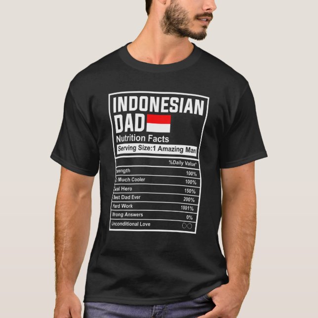Camiseta Pai indonésio Fatos de Nutrição Dia de os pais N (Frente)
