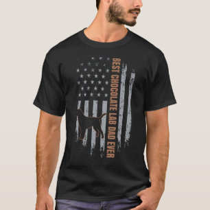 Camiseta Pai Lab Chocolate Bandeira Americana Labrador Marr