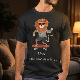 Camiseta Pai Leão Engraçado Que Grita com a TV