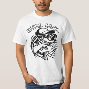 Camiseta Pai Legal de Verdade, Peixe-Bass Legal Com Chapéu