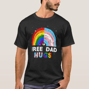 Camiseta Pai Livre Abraça Arco-Íris LGBT E Bandeira Transgê