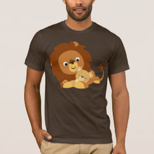 Camiseta Pai Loving bonito do leão dos desenhos animados e