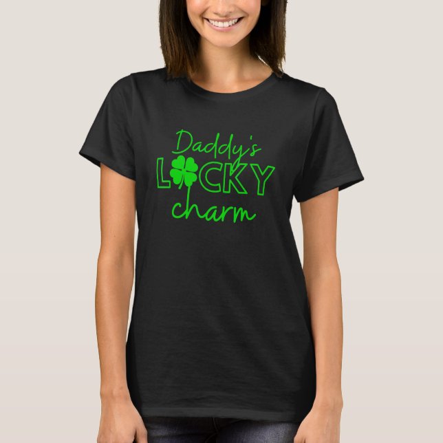 Camiseta Pai Lucky Charm Dia de São Patrício C Shamrock (Frente)