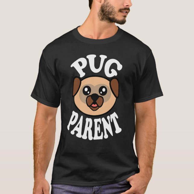Camiseta Pai/Mãe de Pug Fofo (Frente)