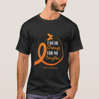 Camiseta Pai Mãe Eu Uso Laranja Pela Leucemia Da Minha Filh