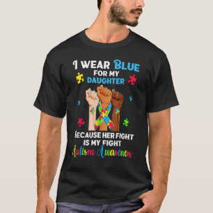 Camiseta Pai Mãe Filha Autismo Fita Autista Levante Mão