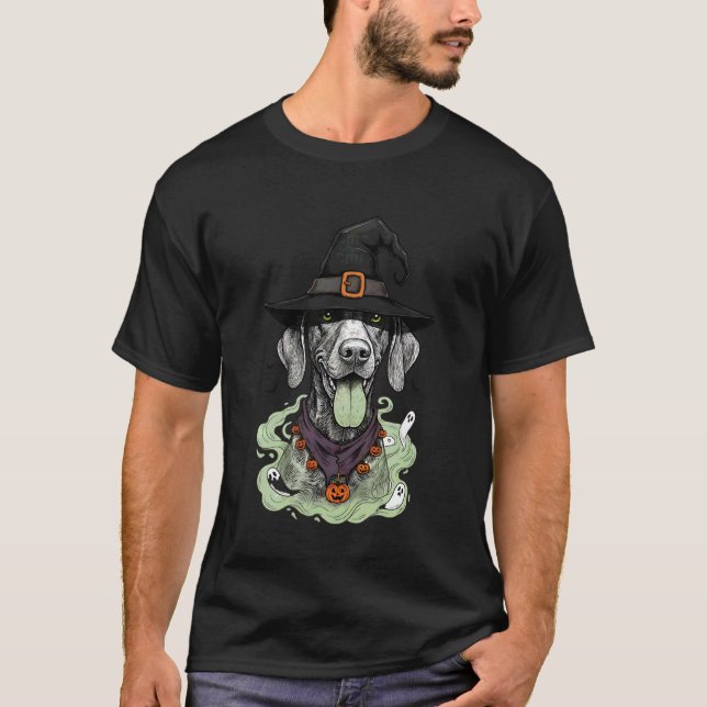 Camiseta Pai Mãe GSP de Halloween Pointer de Pelo Curto Ale (Frente)