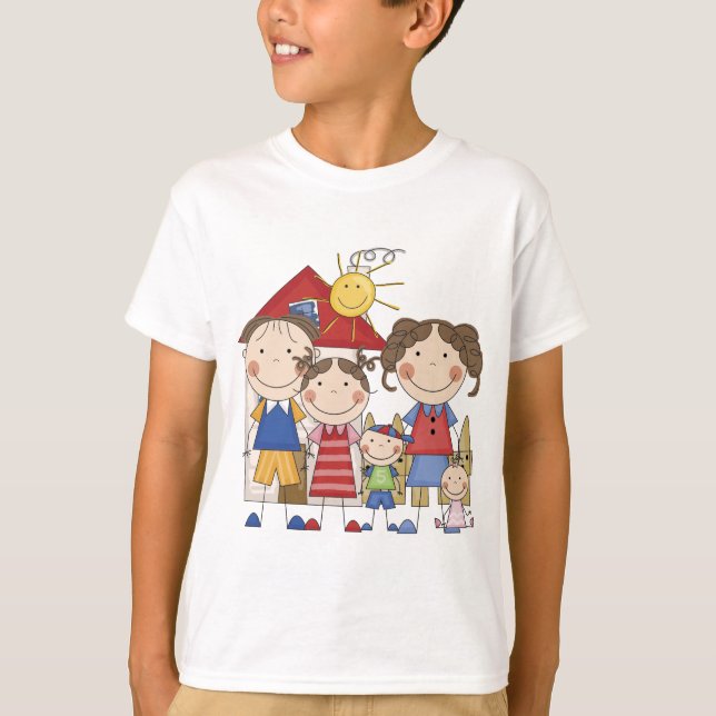 Camiseta Pai, Mãe, Irmã Grande, Irmão Médio, Sis Bebê (Frente)