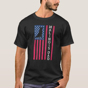 Camiseta Pai Malinois Macho Pastor Belga Bandeira Americana
