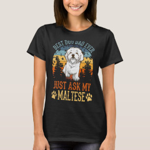 Camiseta Pai Maltês Melhor Pai De Cachorro Alguma Vez Retro