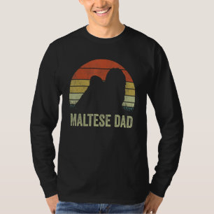 Camiseta Pai Maltês Para Homens Retro Pai de Cachorro Maltê