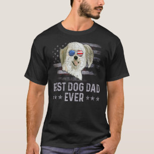 Camiseta Pai maltês Vintage American Flag Patriótico Dog 1