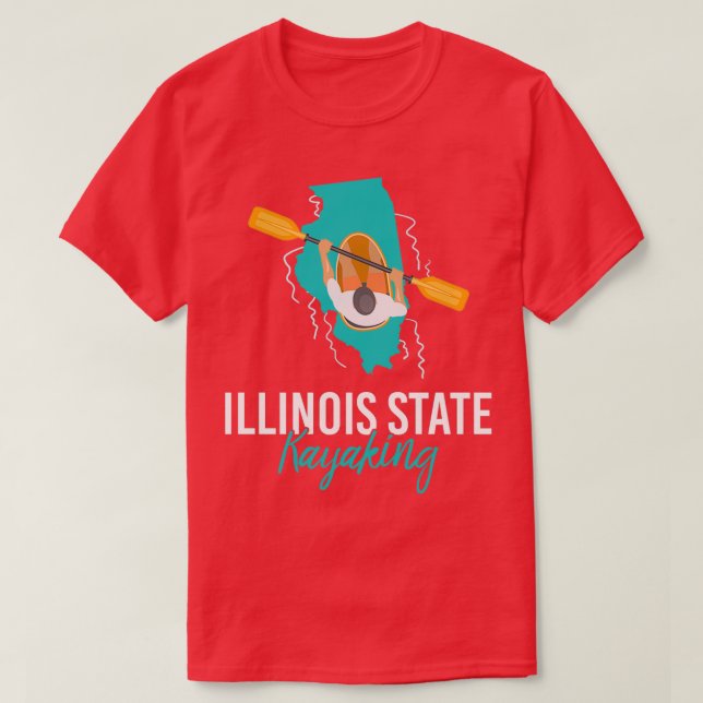 Camiseta Pai Marido de Illinois State Kayak Kayaking ao ar  (Frente do Design)