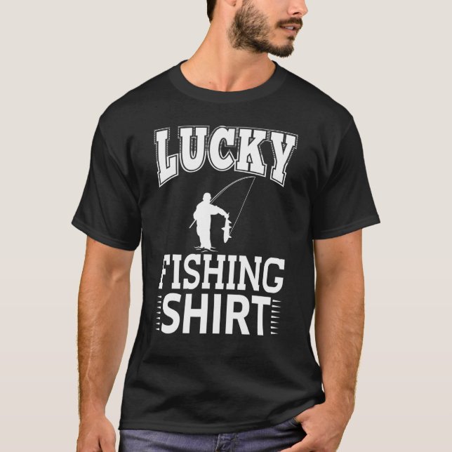 Camiseta Pai Marido De Pesca Sortudo Pescadores De Peixes (Frente)