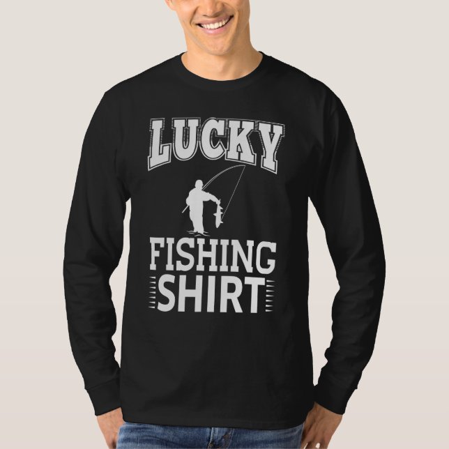 Camiseta Pai Marido De Pesca Sortudo Pescadores De Peixes (Frente)