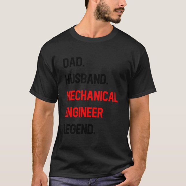 Camiseta Pai Marido Engenheiro Mecânico Lenda Emprego no Es (Frente)