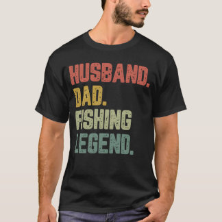 Camiseta Pai Marido Legenda de Pesca Engraçado Padre Vintag