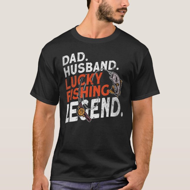 Camiseta Pai Marido  Legenda De Pesca Sortuda (Frente)
