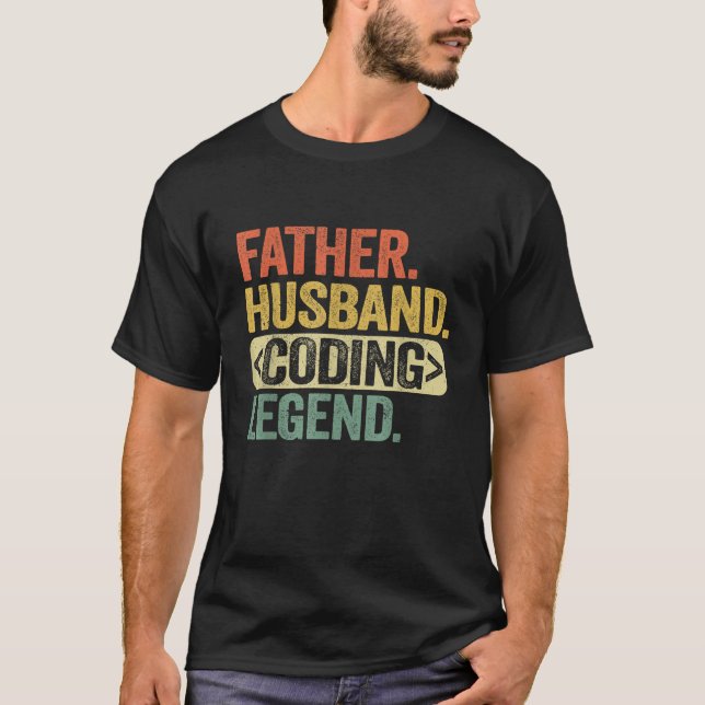 Camiseta Pai Marido Lenda da Codificação Software Divertido (Frente)