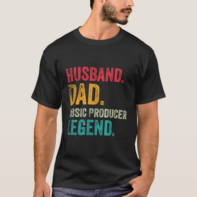 Camiseta Pai Marido Produtor De Música Fazer Bata No Criado (Frente)
