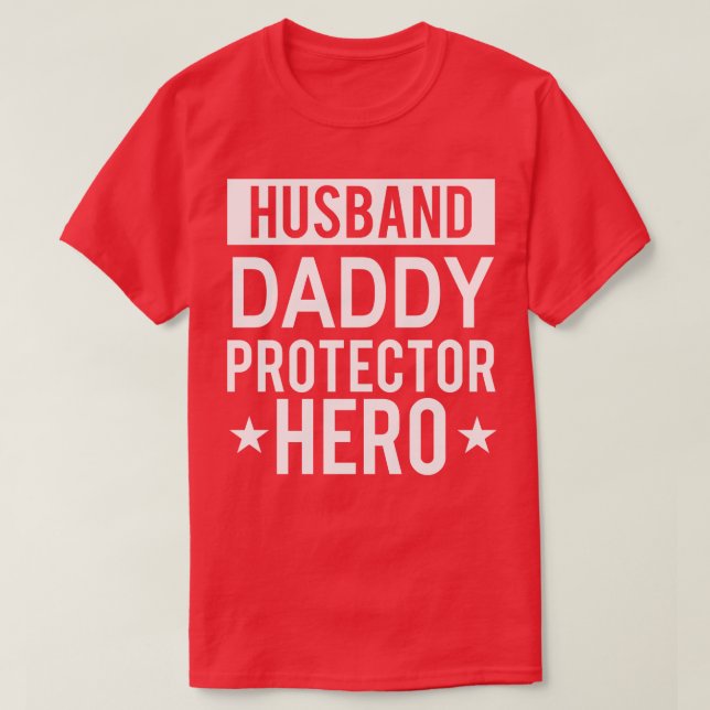 Camiseta Pai Marido Protetor Hero Dia de os pais Engraçado  (Frente do Design)