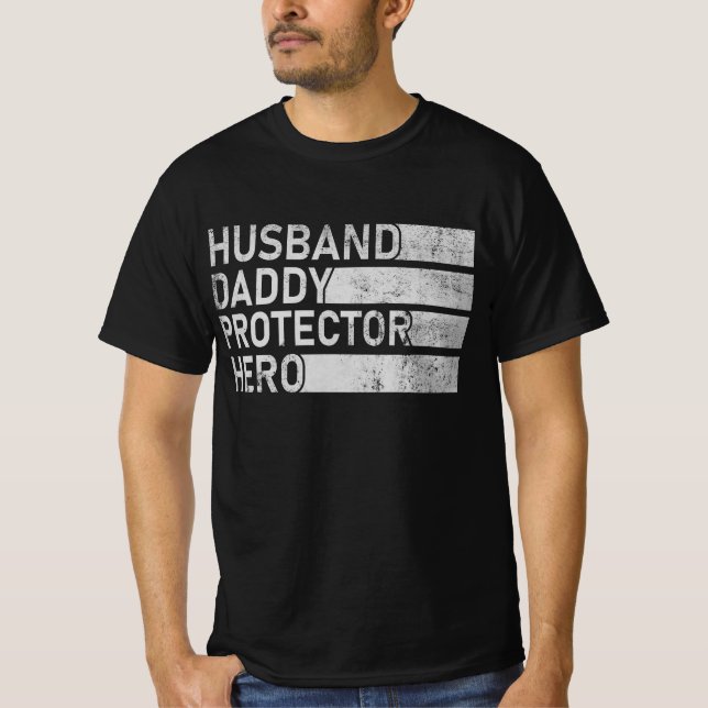 Camiseta Pai Marido protetor Herói Pai Legal do Pai (Frente)