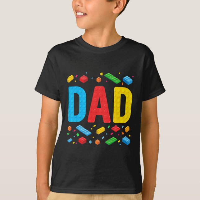 Camiseta Pai Master Builder Building Bricks Família F (Frente)