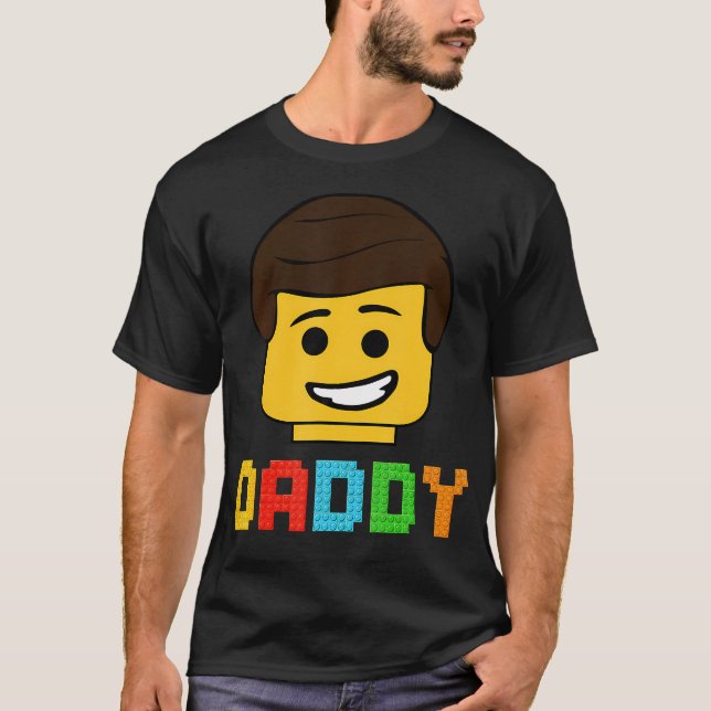 Camiseta Pai Master Builder Construindo Tijolos Família Blo (Frente)