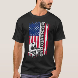 Camiseta Pai Mecânico Bandeira Americana Pai Mecânico Dia d