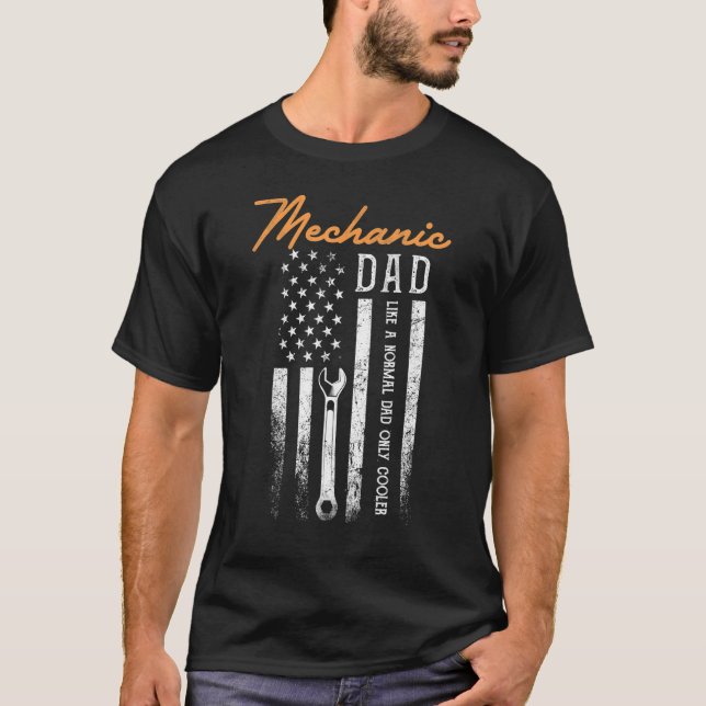 Camiseta Pai Mecânico De Mens Como Um Pai Normal Apenas Ref (Frente)