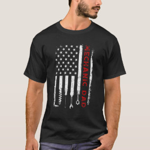 Camiseta Pai mecânico Dia de os pais de bandeira americano
