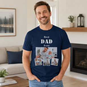 Camiseta Pai melhor colagem de fotos azul