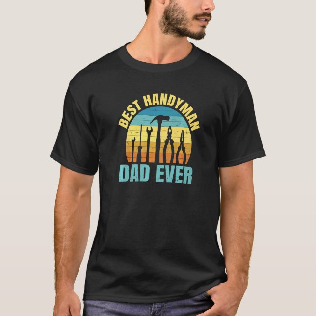 Camiseta Pai Mens Best Handyman Nunca Para Um Pai Handyman (Frente)