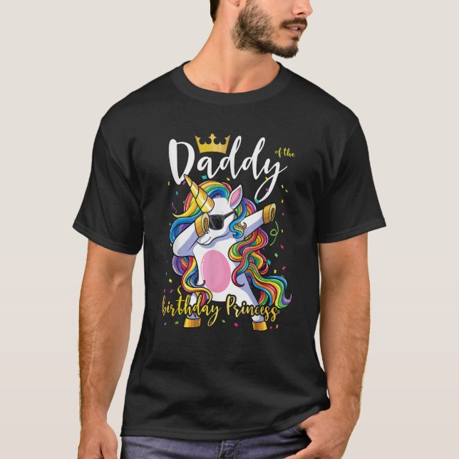 Camiseta Pai Mens da Princesa de Nascimento Unicórnio (Frente)