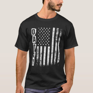 Camiseta Pai Mens Presente Dia Pai Bandeira Americana 4º de