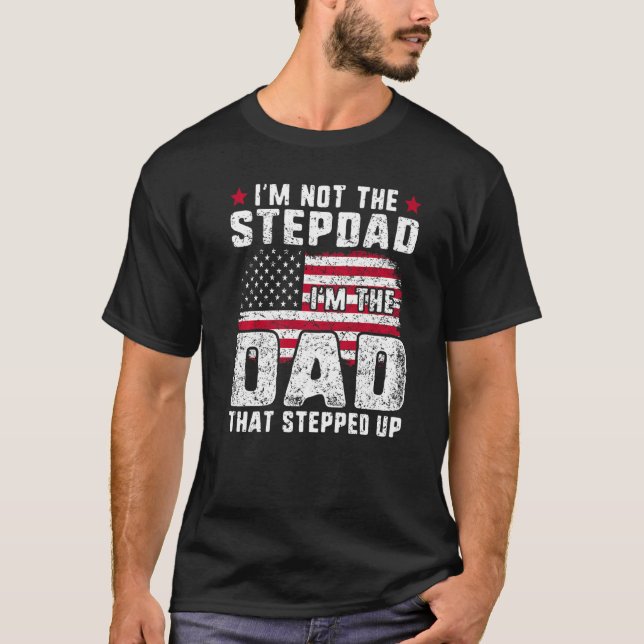 Camiseta Pai Mens Que Acelera Stepdad EUA Sinalizador Stepf (Frente)