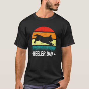 Camiseta Pai Mens Retro Heeler Cão de Gado Australiano Vin