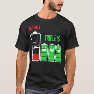 Camiseta Pai Mens Triplets Pai De Bateria De 3 Kids Baixa F